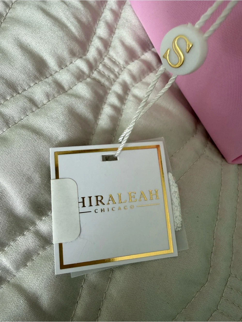 Shiraleah Pink Travel Pouch with Rainbow Chenille Lettering